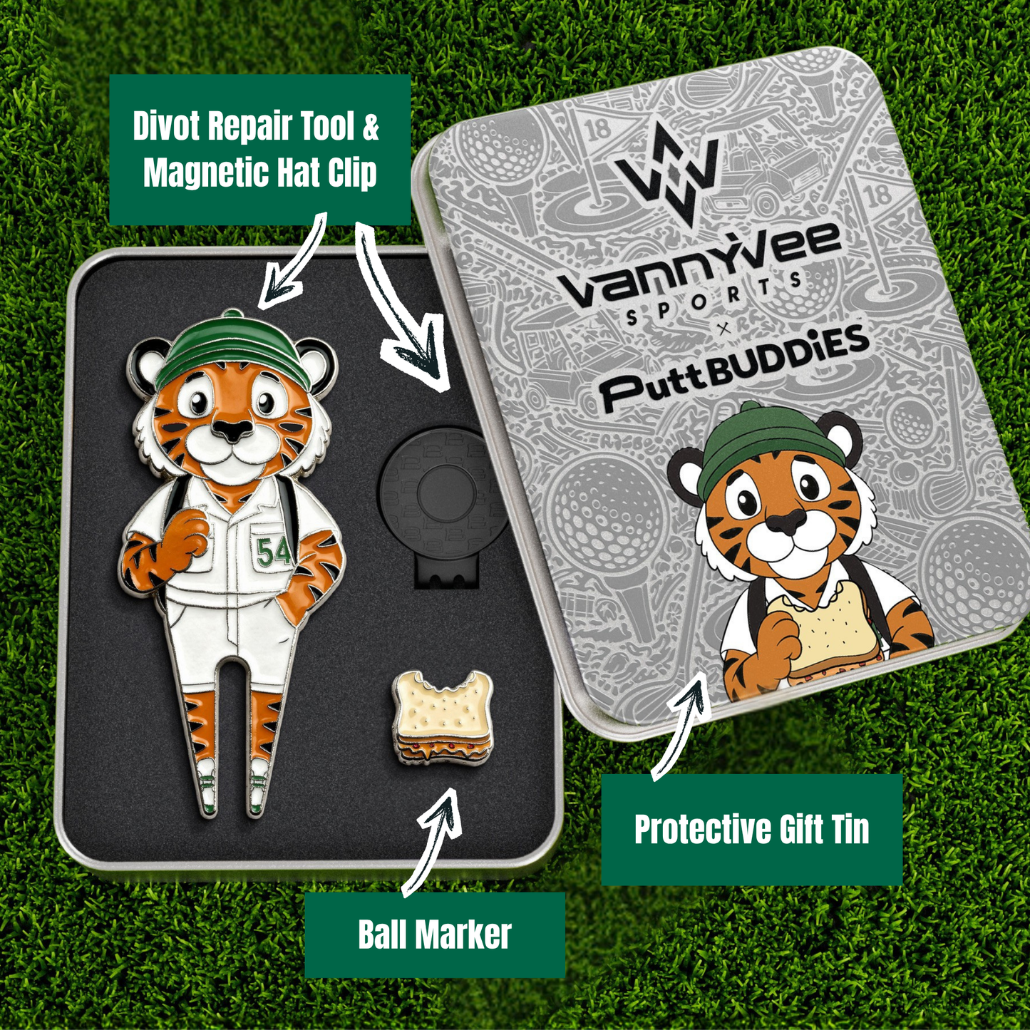 Tiger Caddy Divot Tool - VannyVee x PuttBuddies